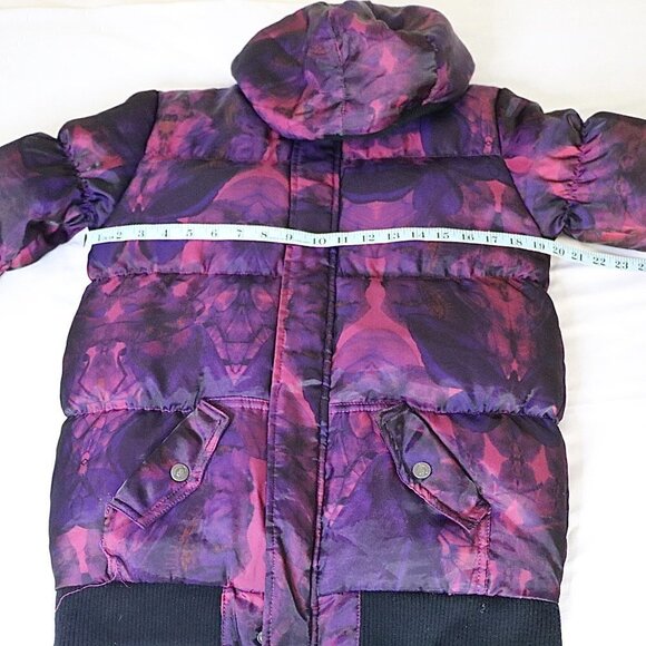 Host Pick Appaman Girls Down Puffer Jacket Hip Length Hooded Purple Black 14 - Picture 13 of 16